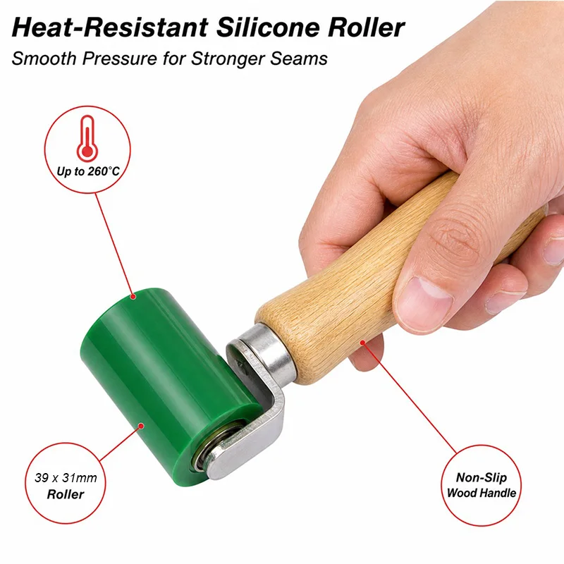 Flat Welding Nozzle Silicone Pressure Roller Set for Hot Air Gun PVC TPO EPDM Roof Membrane Vinyl Floor Banner Tarpaulin Seam