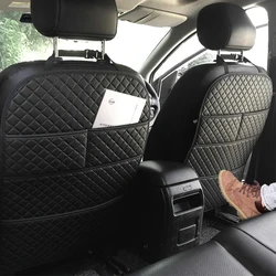 New Car Anti Kicks Pad With Organizer Pocket Leather Universal Seat Back PU Leather Protector Cover Backseat Child Kick Mats