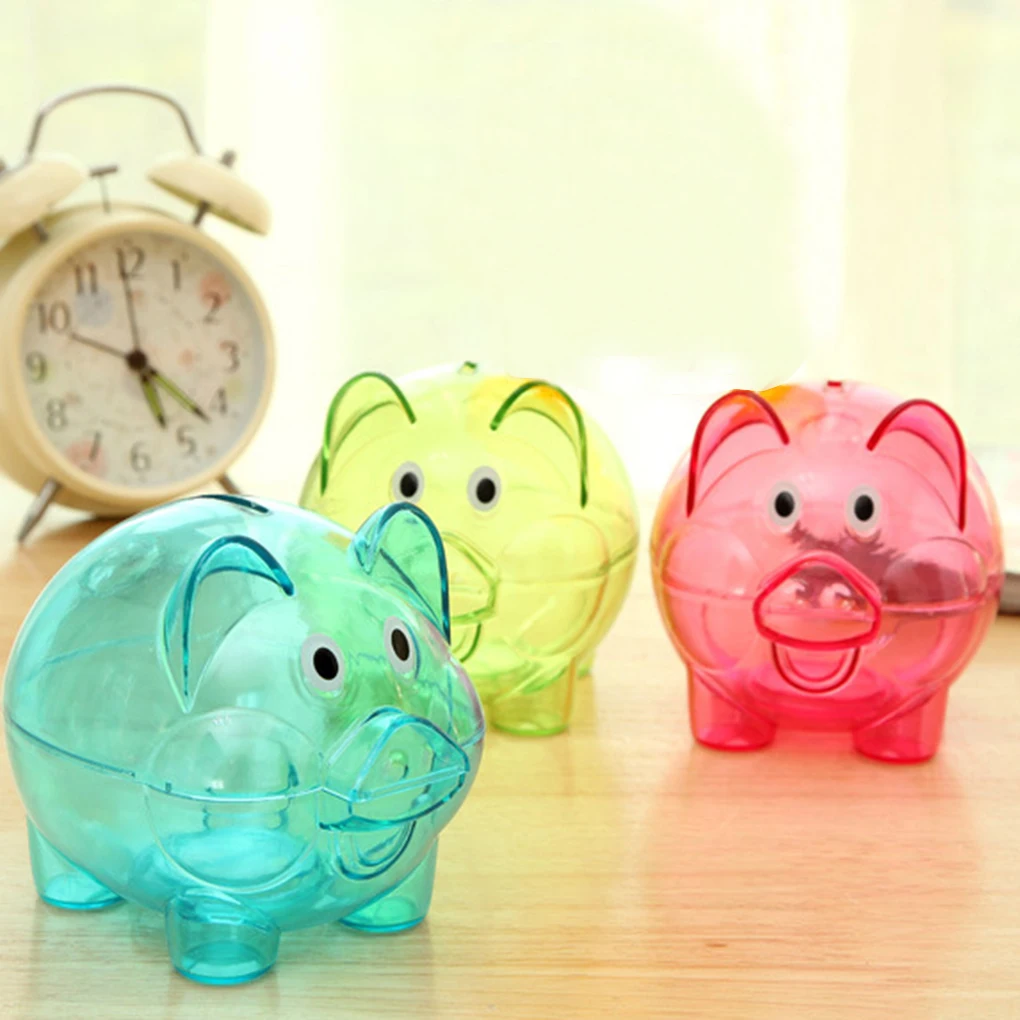 Clear Transparent Pig Plastic Piggy Money Bank Small Piggy Bank Money Boxes Storage Kids Toys Home Decor Money Saving Box