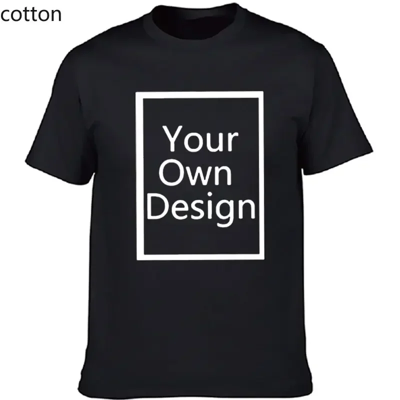 Customized Printed Cotton Black White T Shirt Harajuku Men Women Tee DIY Your Like Photo or Logo T-shirt Fashion Custom  Tops