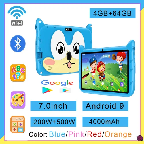 Nueva tableta de regalo para niños con WiFi 5G de 7,0 pulgadas con 4 GB de RAM y 64 GB de ROM compatible con Bluetooth, educación, juegos, Android 9,0