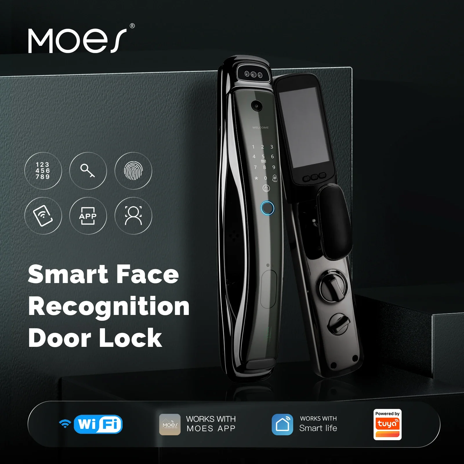 004 WiFi Smart security Door Lock 3D Face Recognition 1MP Camera Infrared Night Vision Wake-up Fingerprint IC Card Password Unlo