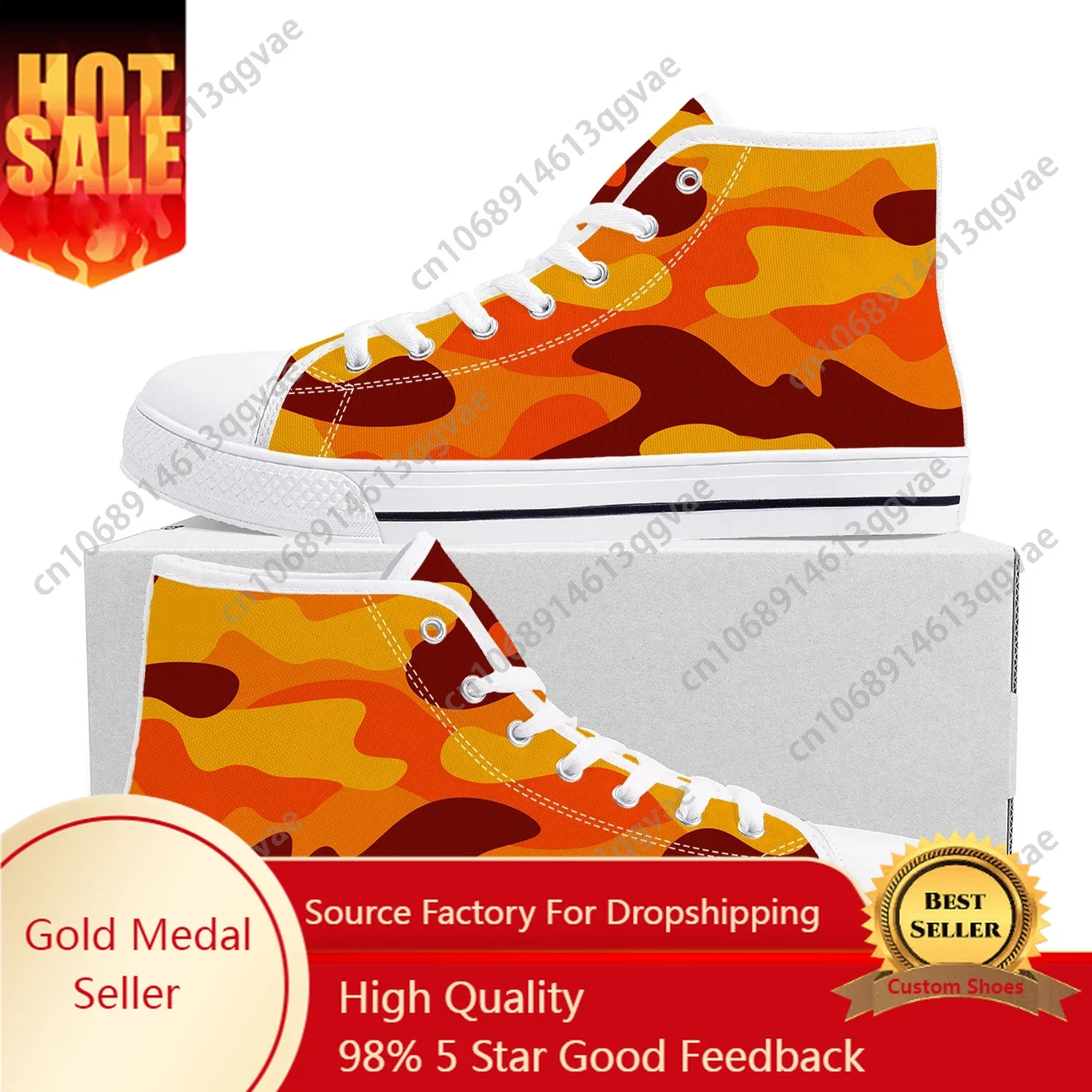 

Camo Orange High Top High Quality Sneakers Mens Womens Teenager Canvas Sneaker Camouflage Army Casual Couple Shoes Custom Shoe