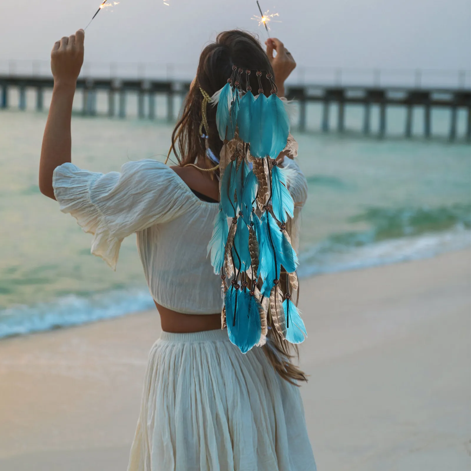 

Headband Bohemian Style Plume Hair Decor for Women Festival Wedding Party Indian Costume Cosplay Elegant Hair Accessory