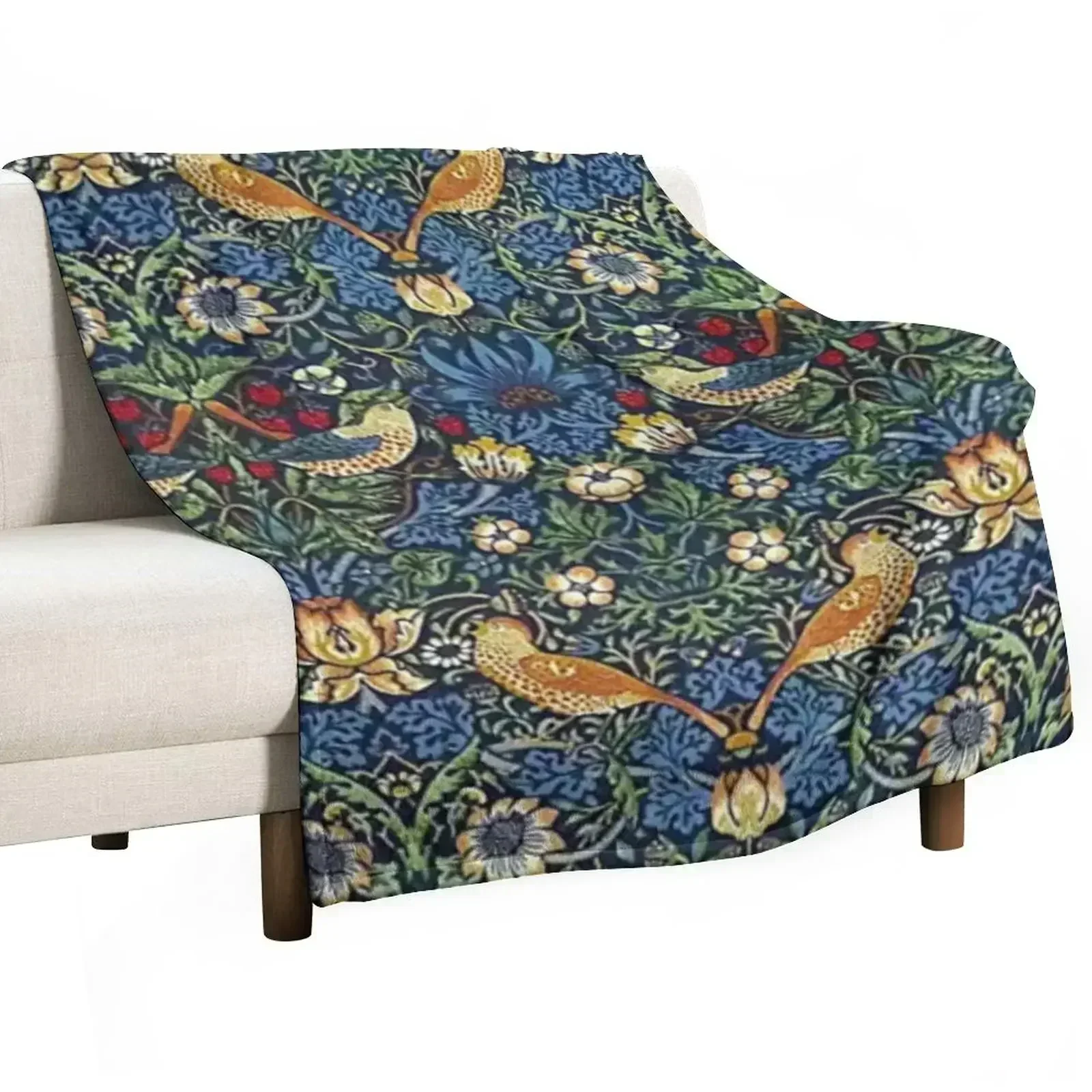 William Morris - strawberry thief Throw Blanket Bed Fashionable Bed Travel Blankets