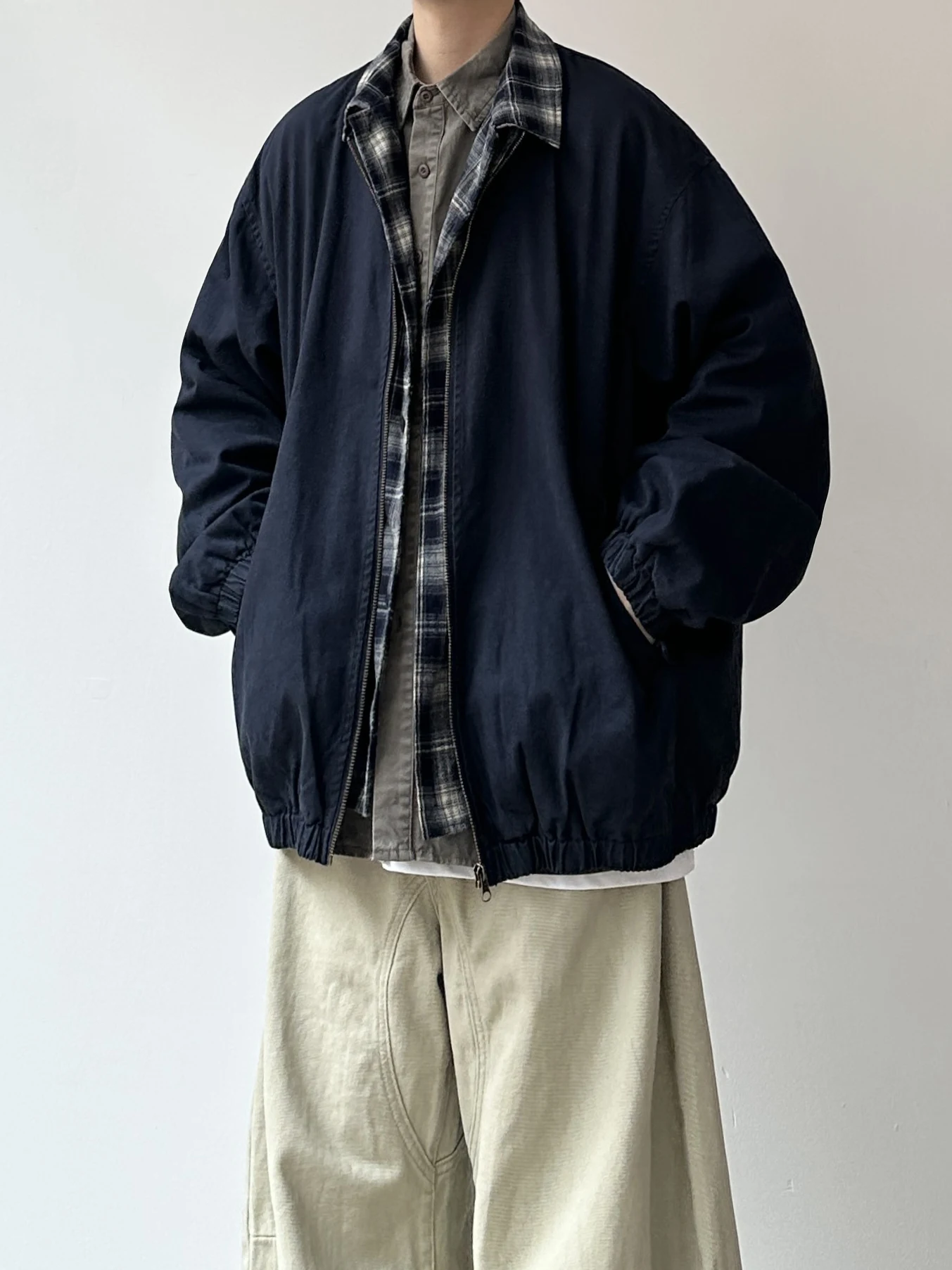 

Ретро клетчатая лоскутная свободная повседневная мужская куртка с воротником, весна-осень, новая универсальная рабочая одежда, модная верхняя одежда, пальто