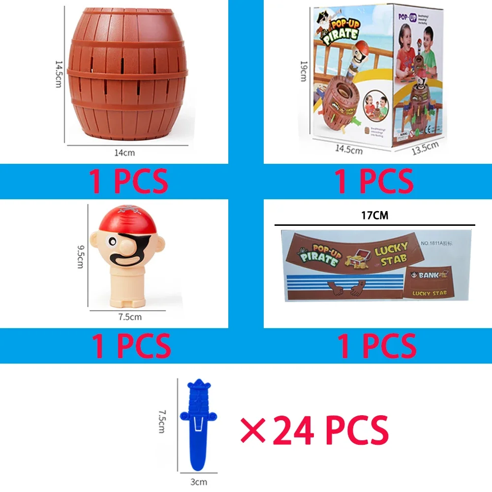 2023 Hot Sale Funny Novelty Kids Children Lucky Game Gadget Jokes Tricky Pirate Barrel Game Pirate Bucket Kiddie Toy