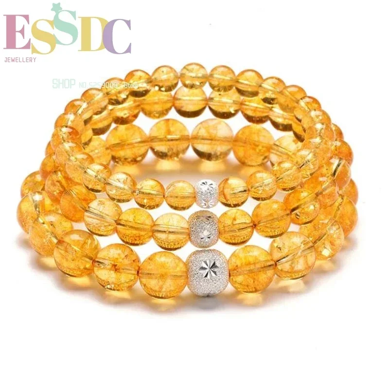 New Style Natural Citrine Yellow Crystal Single Circle Bracelet or Men Or Women Jewelry Wholesale