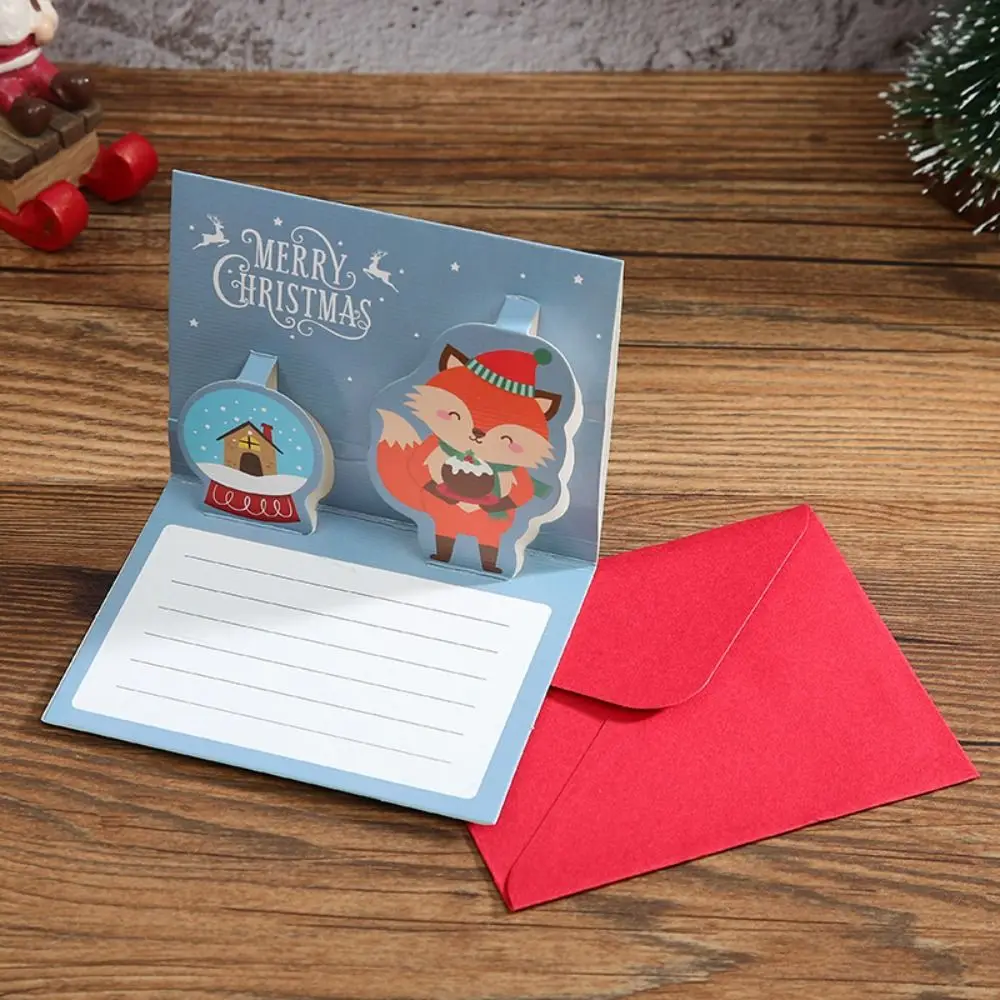

Christmas Tree Merry Christmas 3D Cards Handwriting Invitation Christmas Pop-Up Cards Blessing Folding New Year Greeting Cards