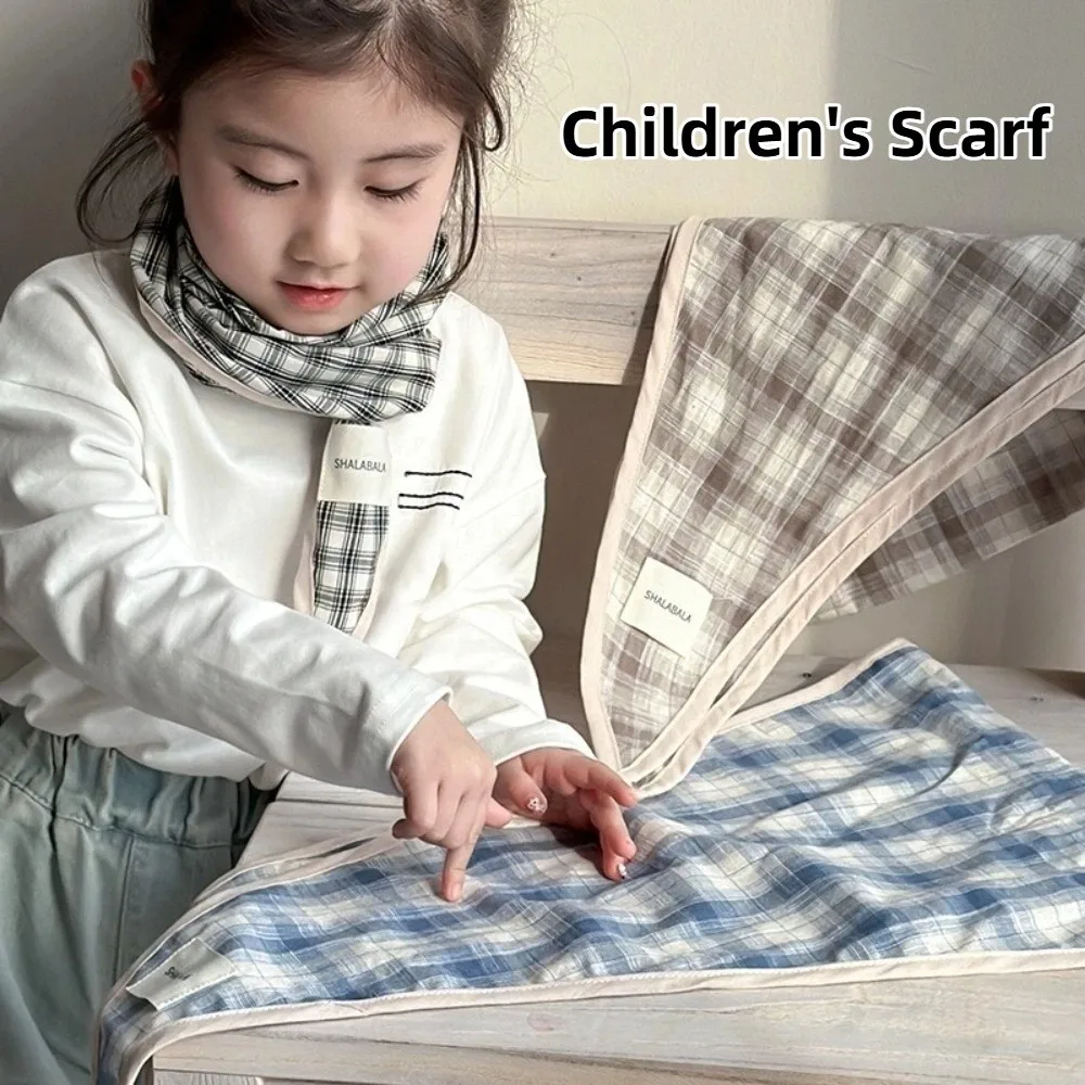 Vintage Korean Children's Scarf Striped Sweet Triangle Bandana Plaid Boys Girls Waist Scarf Drool Saliva Towels
