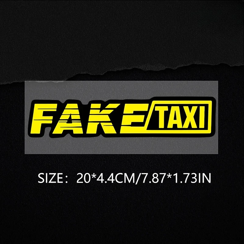 Yellow Fake Taxi Logo Vinyl Sticker Waterproof PVC Decal Trendy Humor Ornament For Auto Motorcycle Trunk Window Laptop