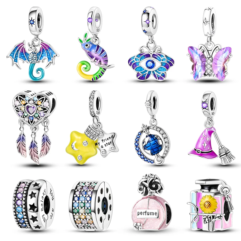 100% 925 Sterling Silver Fantasy Flying Dragon Mysterious Butterfly Charms Pendants Fit Qikaola Original Bracelets DIY Jewelry