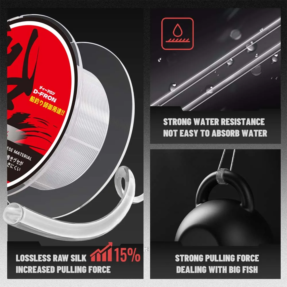 ZUKIBO Boot-/Fischerei-Angelschnur aus 100 % Fluorocarbon, abriebfest, japanisches Material, 100 m, 50 m, Shock Leader, unsichtbare sinkende Schnur – Detail 4