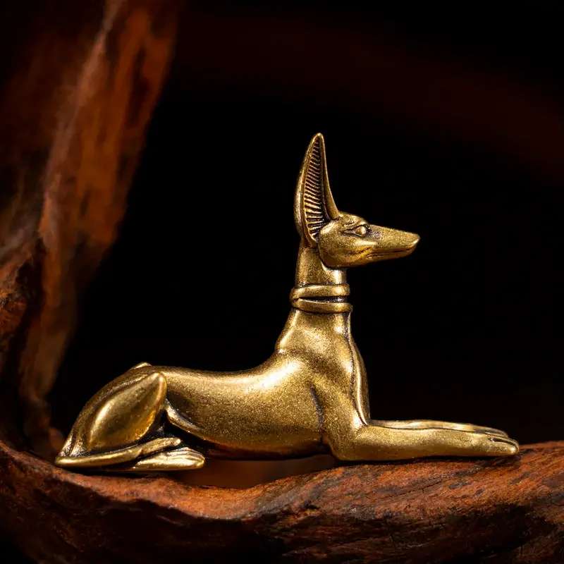 1 Stück Vintage Messing Ägyptischer Pharao Hound Statue – exquisites dekoratives Kunststück für Zuhause, Büro oder Café, ideal für Bücherregale – Detail 11