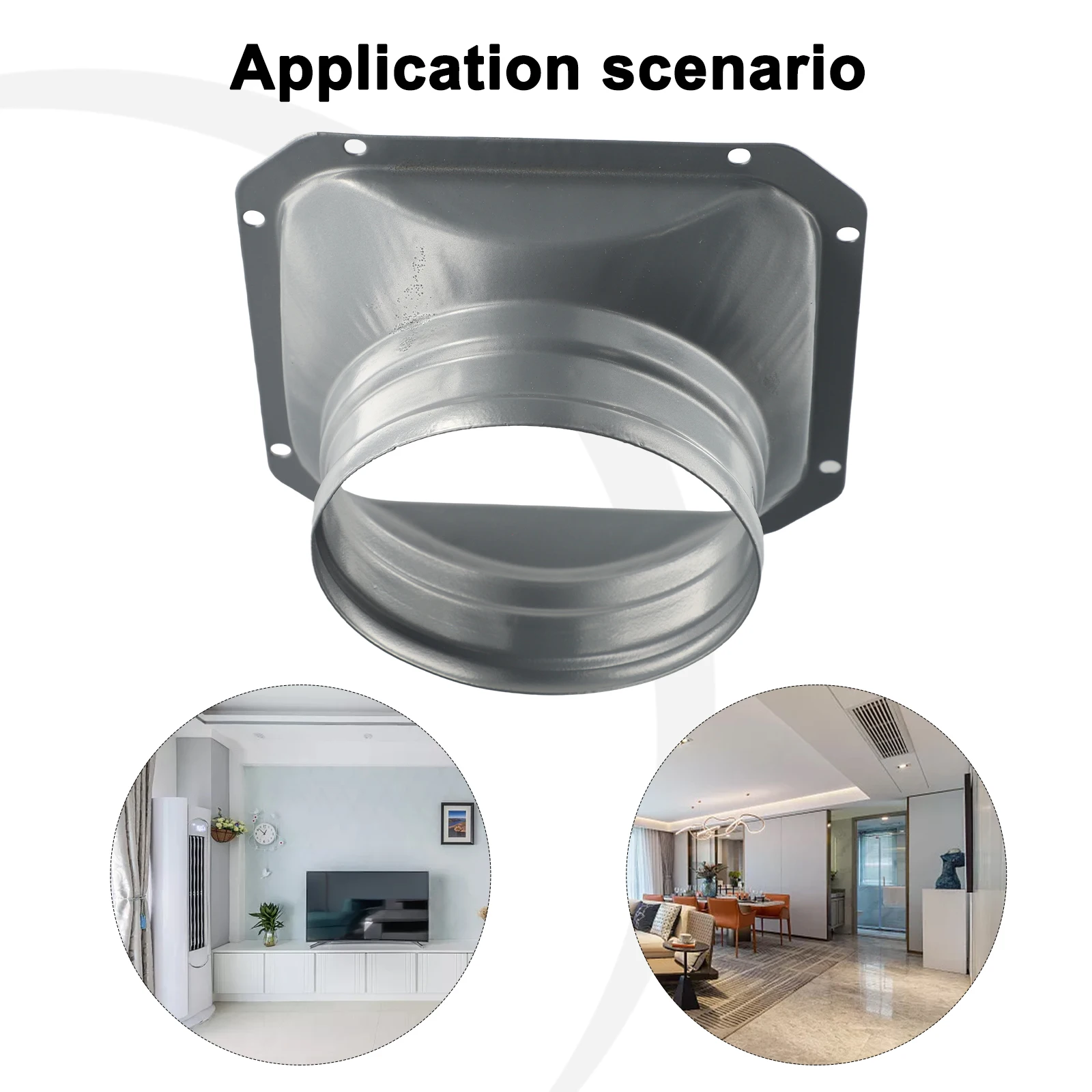 

For Kitchen Hood Ventilator Pipe Connecting Vent Flange Exhaust Duct 4-10inch Electrostatic Spray Metal Silver-gray