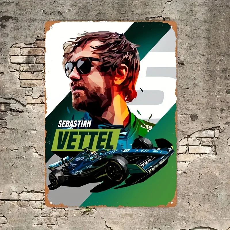Vettel Retro Metal Tinplate Wall Art - Classic Iron Racing Car Plaque, , Perfect for Home, Bar, Cafe, Garage Decor, G