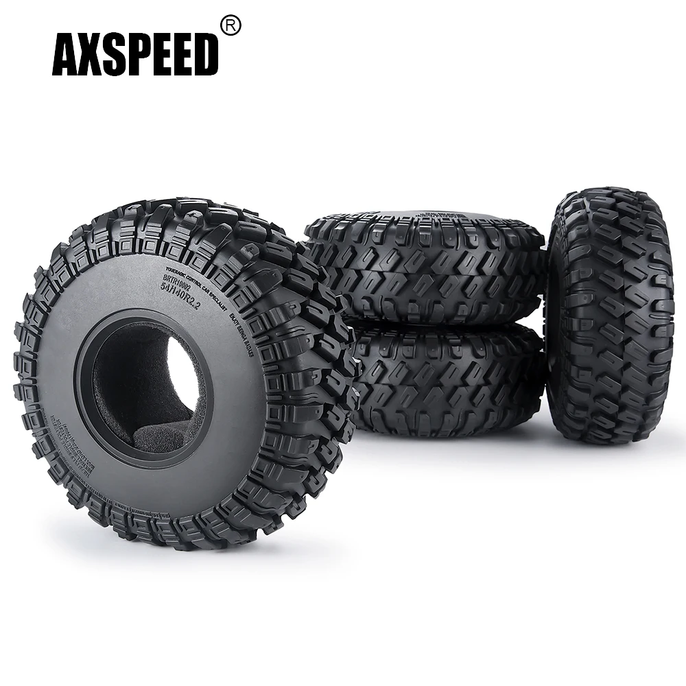 AXSPEED 2.2inch 140mm Beadlock Rubber Tires Tyres with Foam for Axial SCX10 Wraith TRX-4 1/10 RC Rock Crawler Car Parts