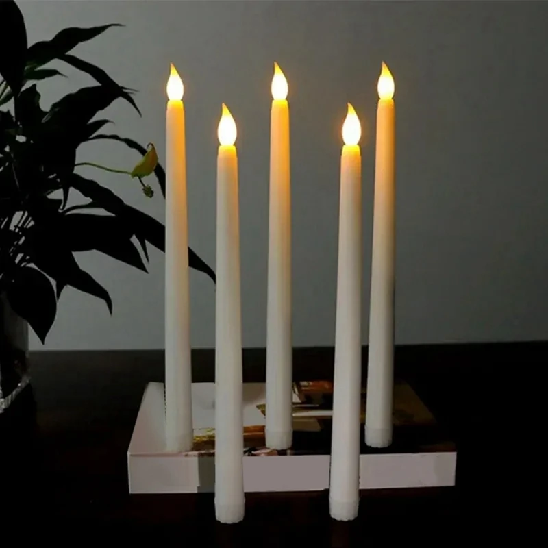 Long Christmas LED Candle Flameless Pointed Candle Light Battery Powered Church Flickering Candle Light Home Decoration-ABFB