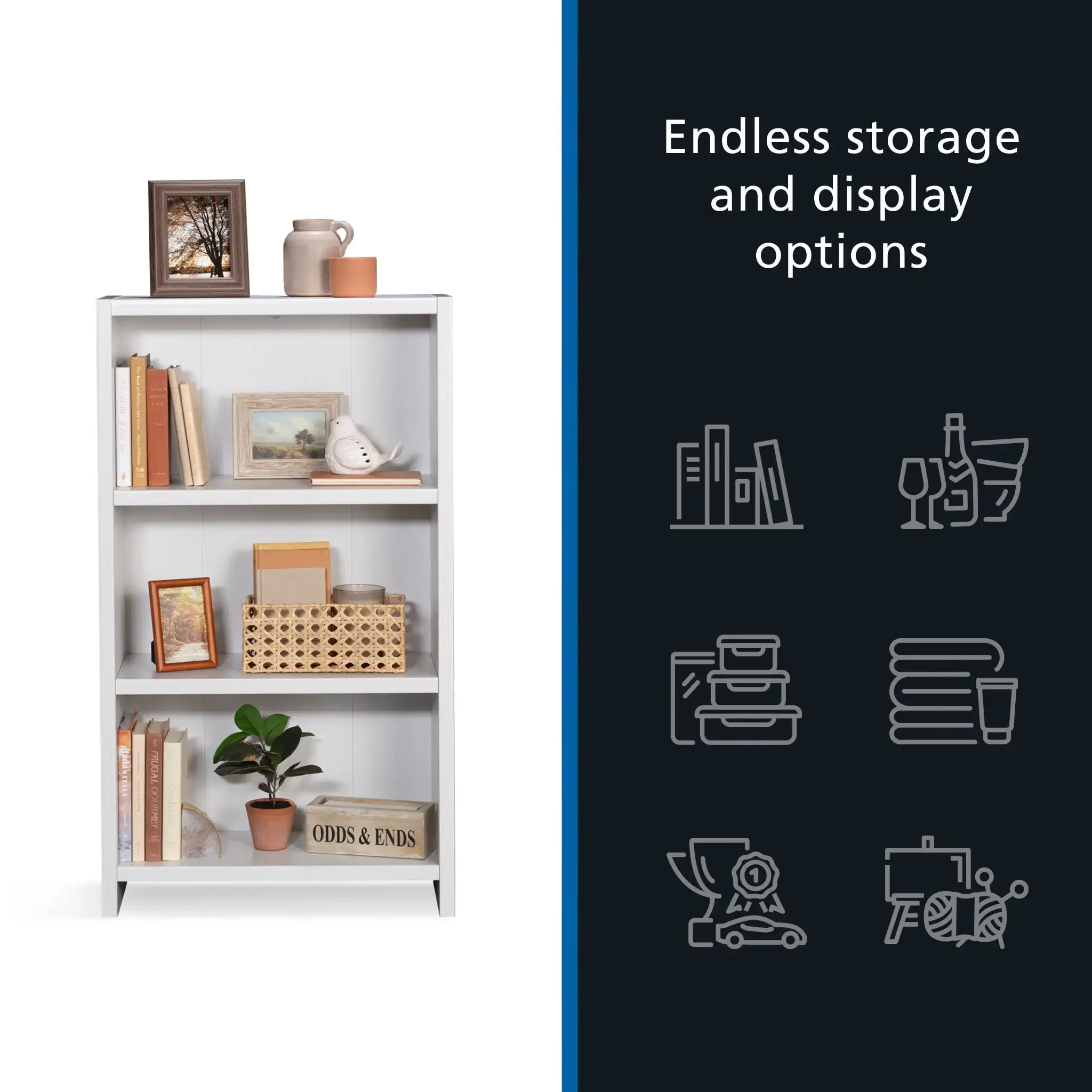 Estante com 3 prateleiras, acabamento branco