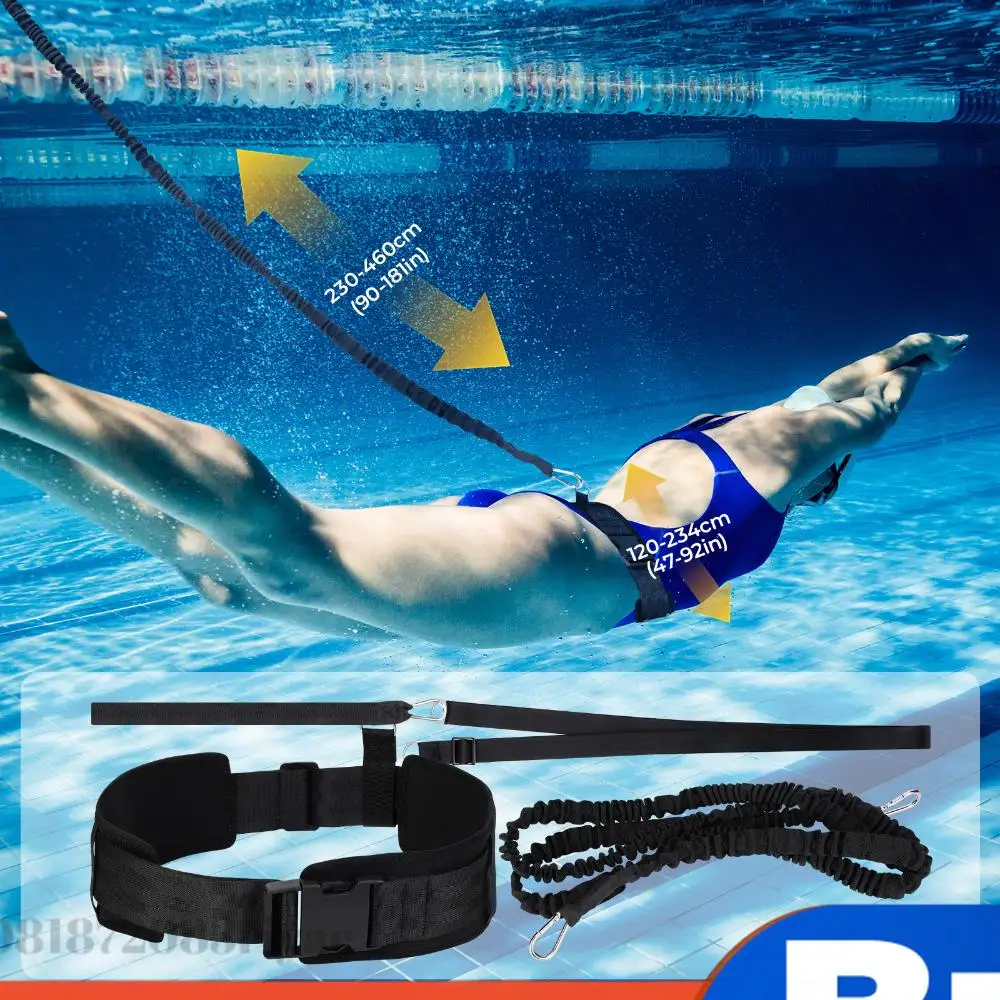 1-2PCS Swimming Training Rubber Belt Safety Rope Swim Pool Training Resistance Elastic Belt Adjustable Swimming Pool Exerciser