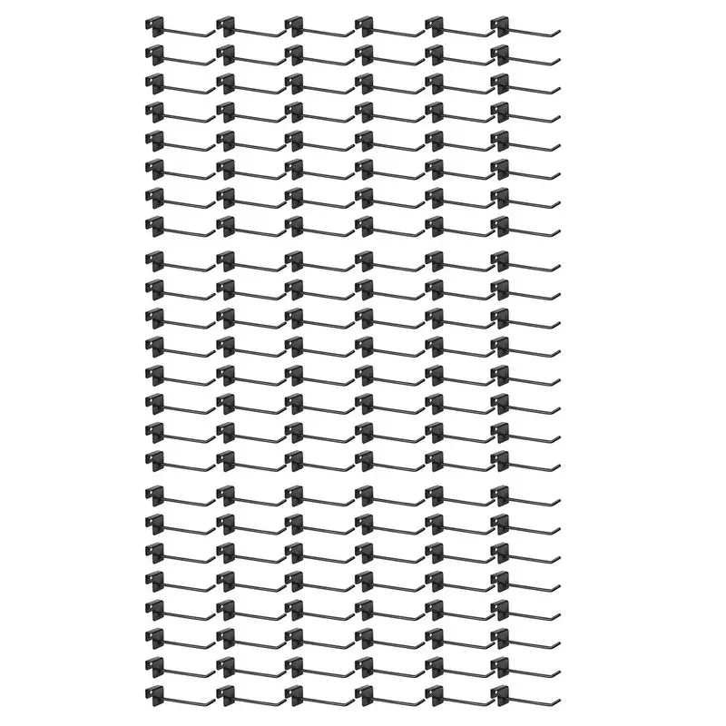 【HAPPY】144 Pcs Gridwall Hooks 4 Inch Black Metal Panel Hook Hanger Square Tube Slatwall Hooks Cubicle Coat Hook Peg Hooks
