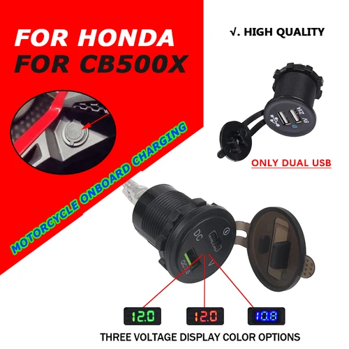 Adaptador de corriente para enchufe de cargador USB Dual, pantalla de voltaje tipo C, accesorios para HONDA CB500X CB 500 X CB 500X CB500 X 2023