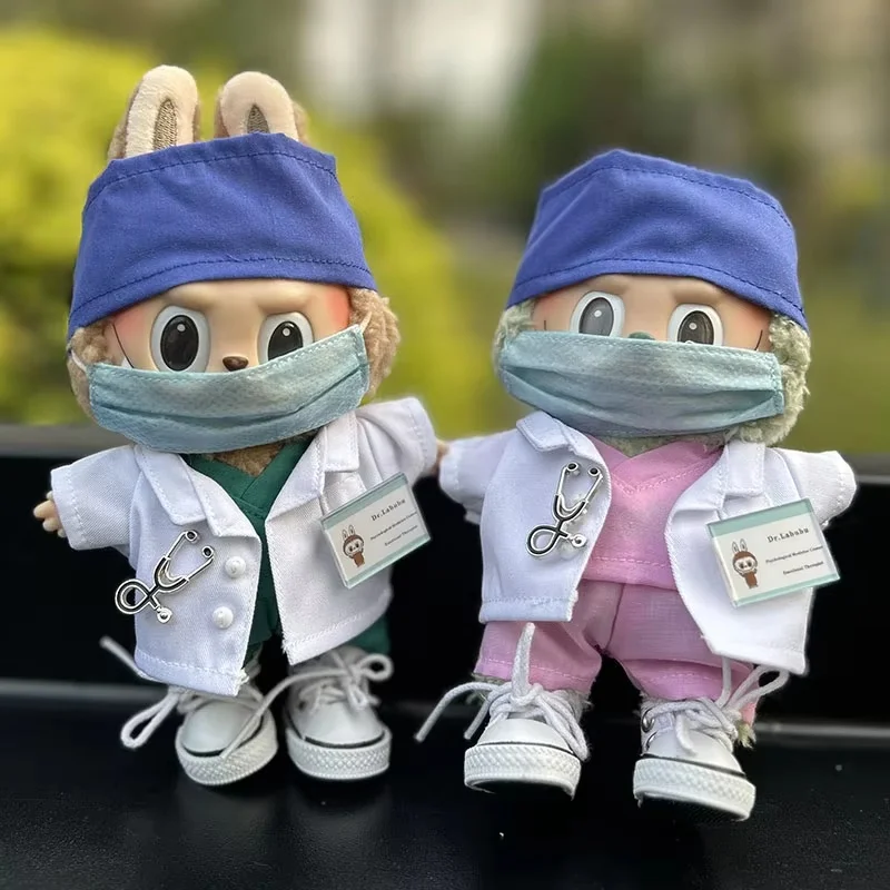 

В наличии 17 см для одежды Labubu, милая кукла, косплей, униформа медсестры для врачей, мини-костюм, наряд для кукол, украшения, аксессуары, подарки