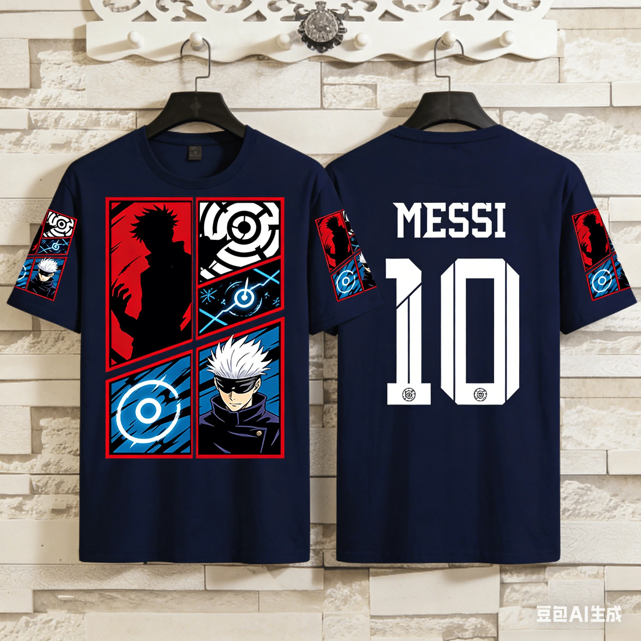 

Jujutsu Kaisen × Soccer Star Collaboration Number Print T-Shirt, Unisex, High Street Trend, Loose Fit, Short Sleeve