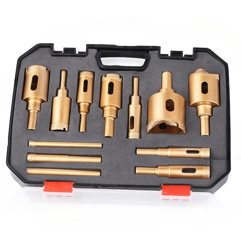 M10 Brazed Hole Saw Set Stone Hole Drill Tile Marble Granite Hole Saw Diamond Drill Bit