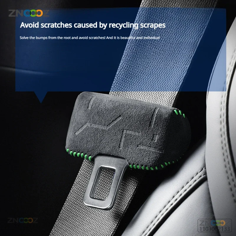 For Tesla Model 3 Highland Front Row Seat Belt Crash Buckle Cover  Suede Seat Belt Buckle Cover Car Accessories
