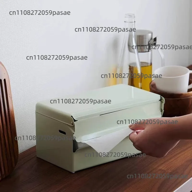 Retro tissue box bathroom living room kitchen paper drawer box metal hanging can be equipped with no punching required