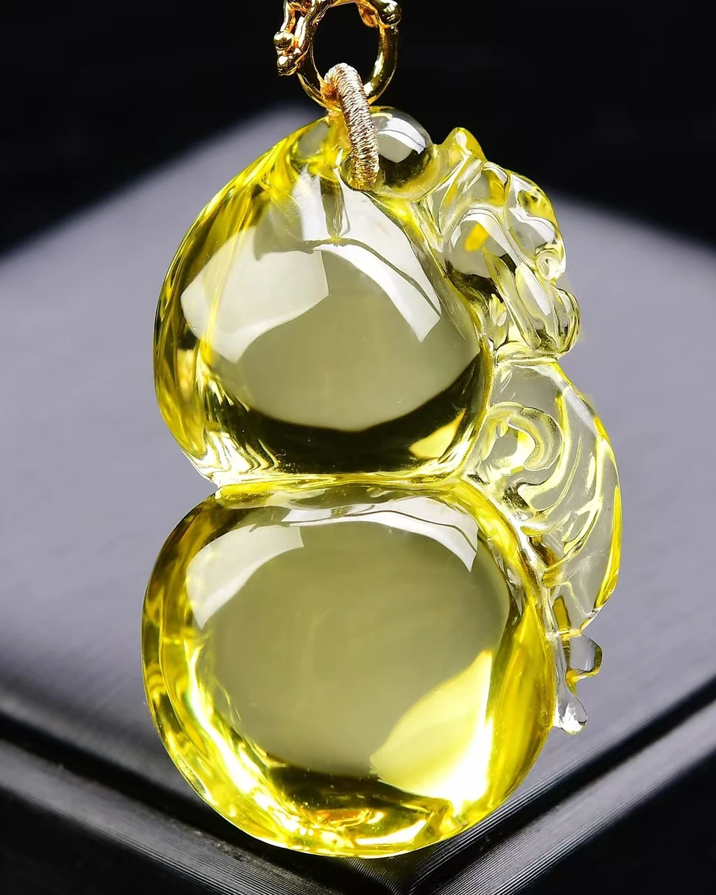 Natural Yellow Citrine Quartz Dragon Carved Pendant 53*33*20mm Women Men Jewelry Citrine Wealthy Necklace AAAAA