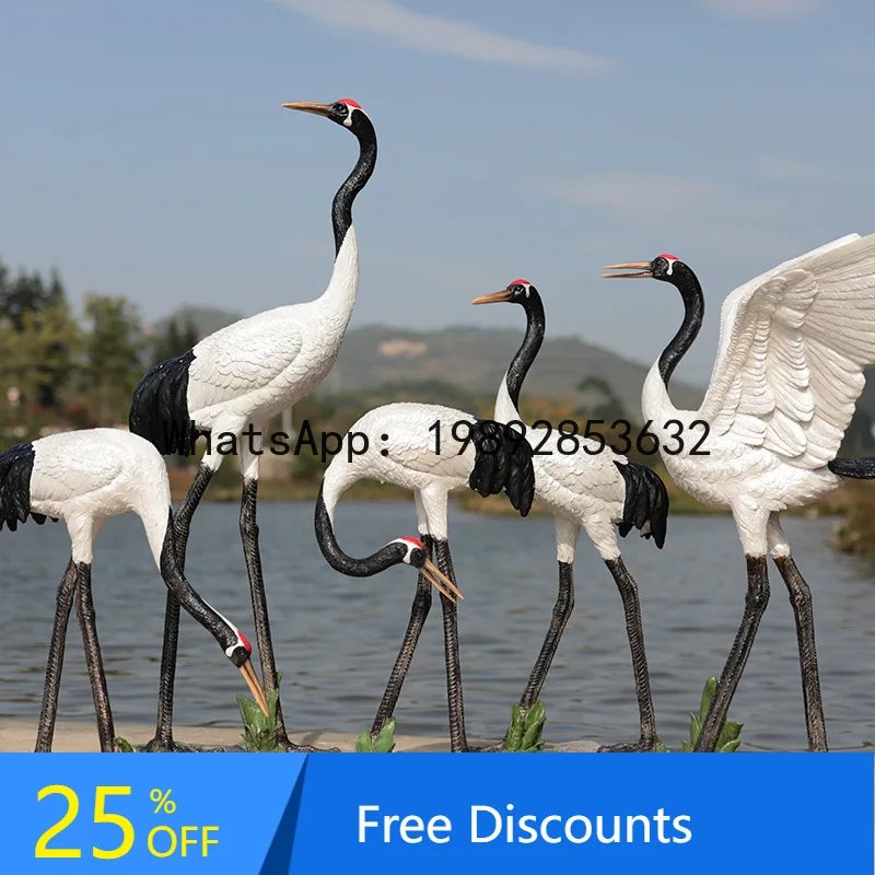 CZ Crane Outdoor Fiberglass Egret Sculpture Garden Landscape Garden Courtyard Real Estate Community Water Feature Decoration