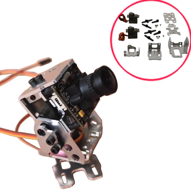1Set FPV Head Tracker Gimbal Bracket Air Unit Camera PTZ Mounting Base Dual Axle Servo Pan-tilt for Drone RC Model Airplane