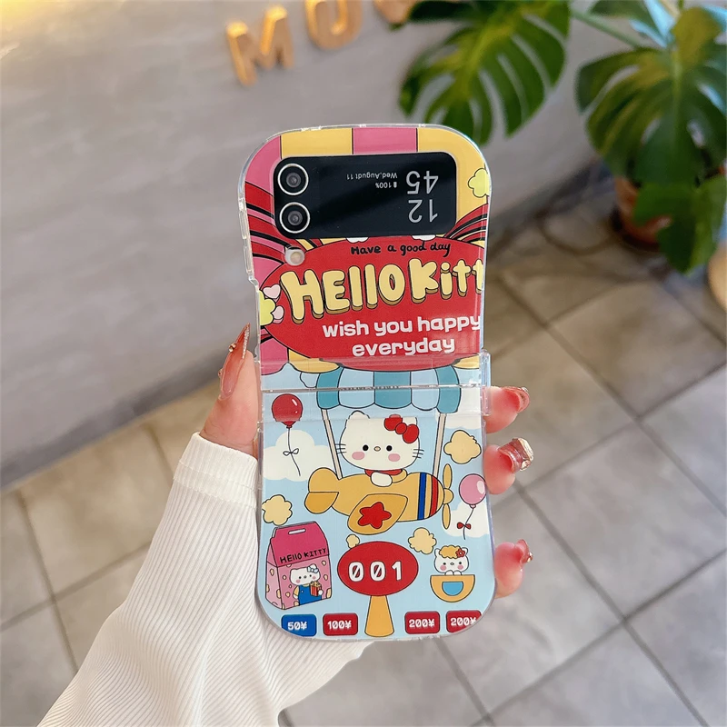 Kawaii Style That Girls Like Anti-drop Case Animation Sanrio For Hello kitty With Lanyard Samsung Galaxy For Z Flip7/6/5/4/3
