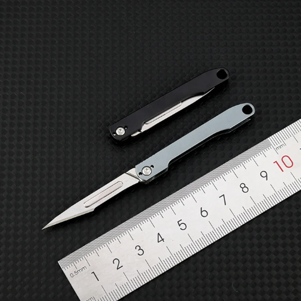 New Portable Stainless Steel Folding Surgical Knife Medical Folding EDC Outdoor Opening Pocket Knife with 10 Replaceable Blades