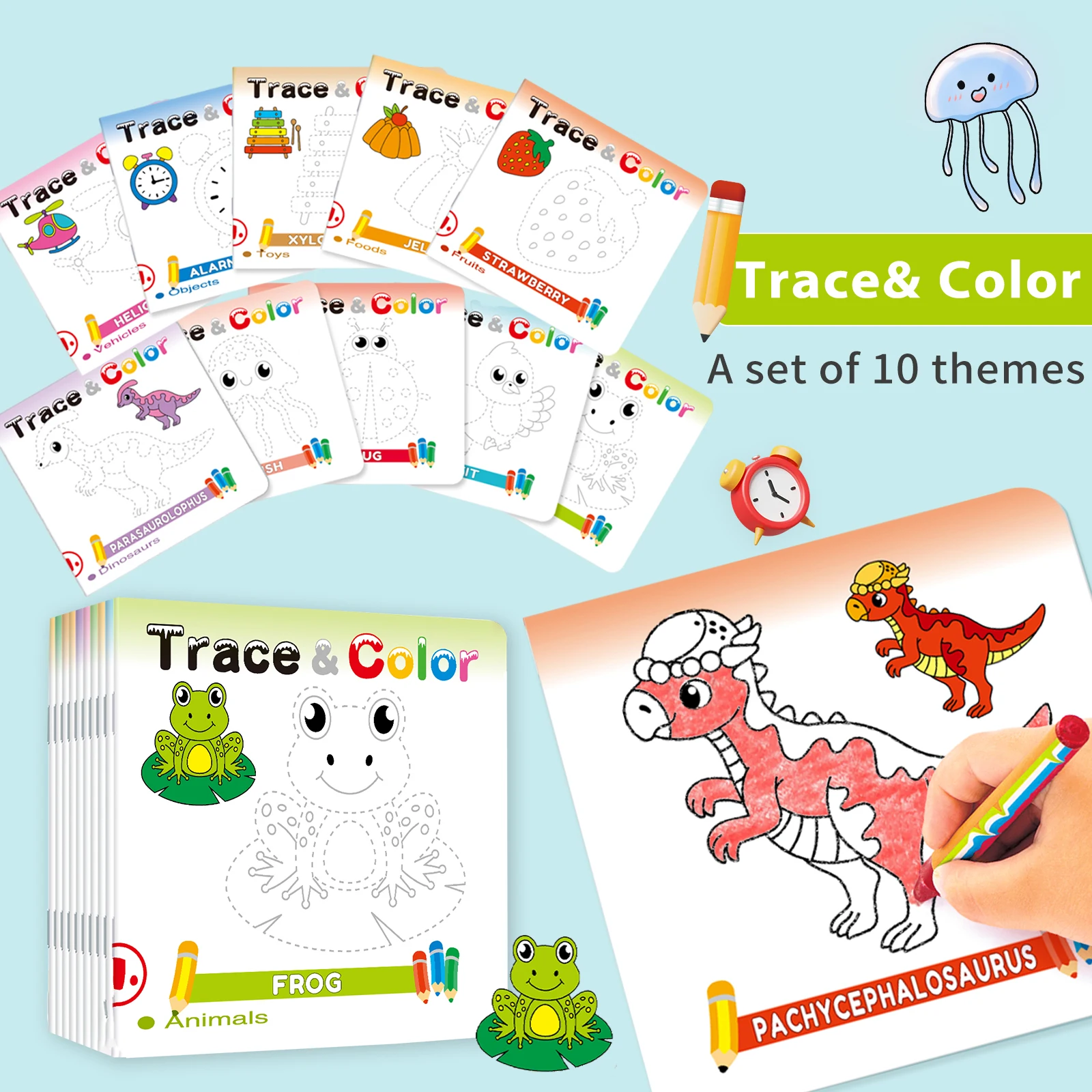 1 Set of 10 English Coloring and Drawing Books, First Choice for Early Education, Creativity Enhancement Puzzle Education