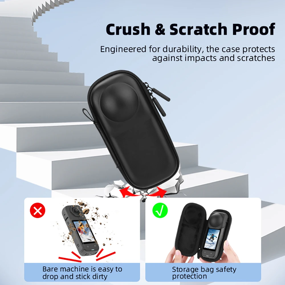 BRDRC tas penyimpanan Mini untuk Insta360 X4 kamera PU/nilon portabel tas cangkang pelindung Aksesori Fotografi luar ruangan
