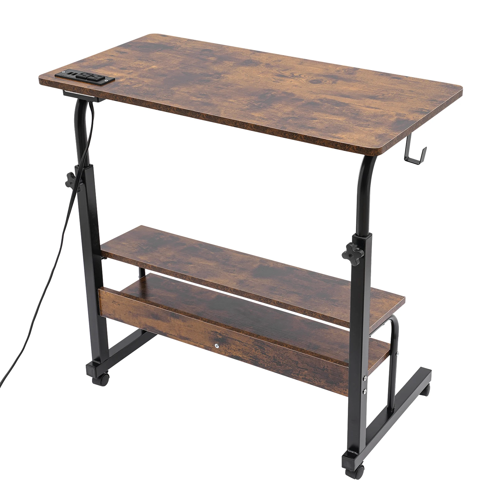 Standing Computer Desk 15.7 x 31.5 "Iron Brown with USB Socket American Standard