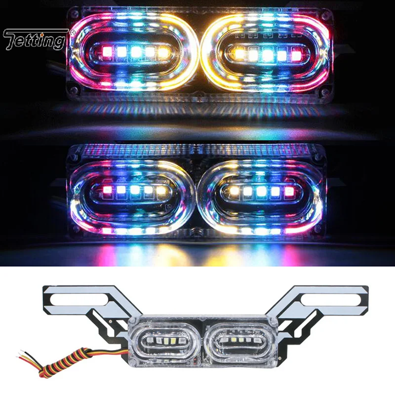 Universal Motorcycle LED Strobe Brake Stop Lamp Flashing License Plate Lights RGB Colorful Turn Signal Warning Rear Tail Light