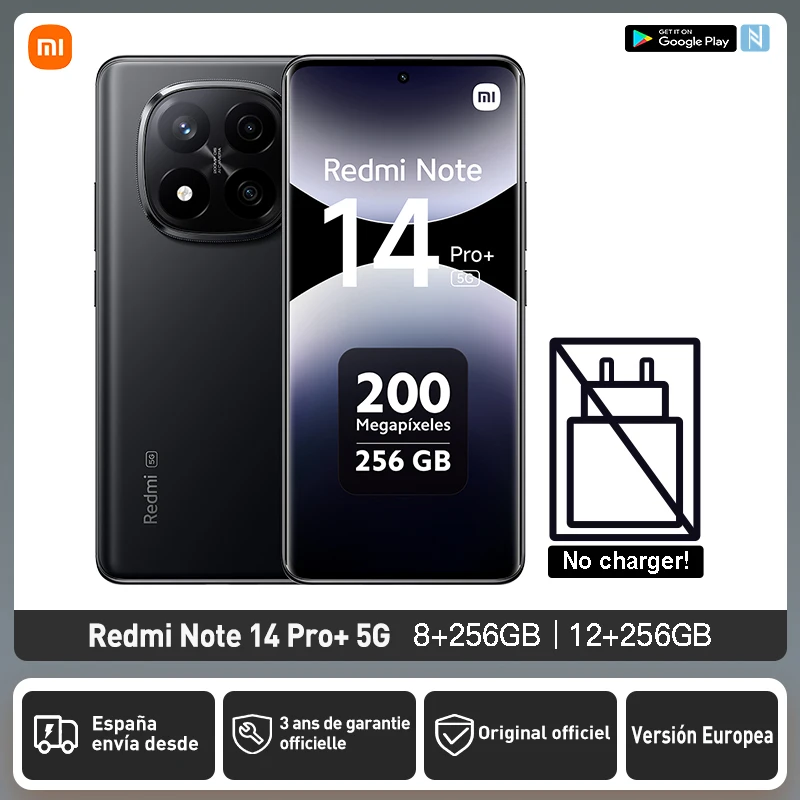 Xiaomi Redmi Note 14 Pro Plus 5G Versión Europea 256GB/512GB Snapdragon® 7s Gen 3 Pantalla AMOLED 6.67" 120Hz, 200MP, IP68, NFC