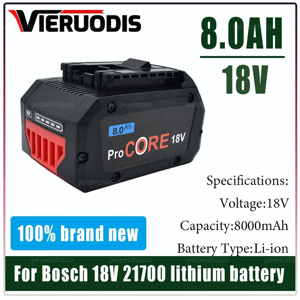 

For Bosch 18V 8000MAH Professional System Cordless Tool BAT618 GBA18V8 21700 Battery 18V 8.0Ah ProCORE Replacement Battery