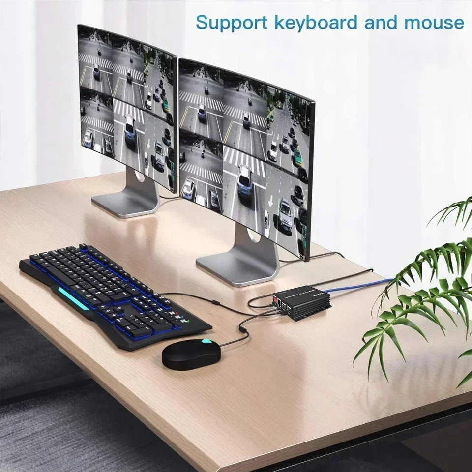 موسع IP HDMI 300 متر عبر Rj45 cat5e/6 1080P HDMI USB KVM موسع فيديو يدعم 1 TX إلى العديد من RX عبر مفتاح الشبكة للكمبيوتر NVR