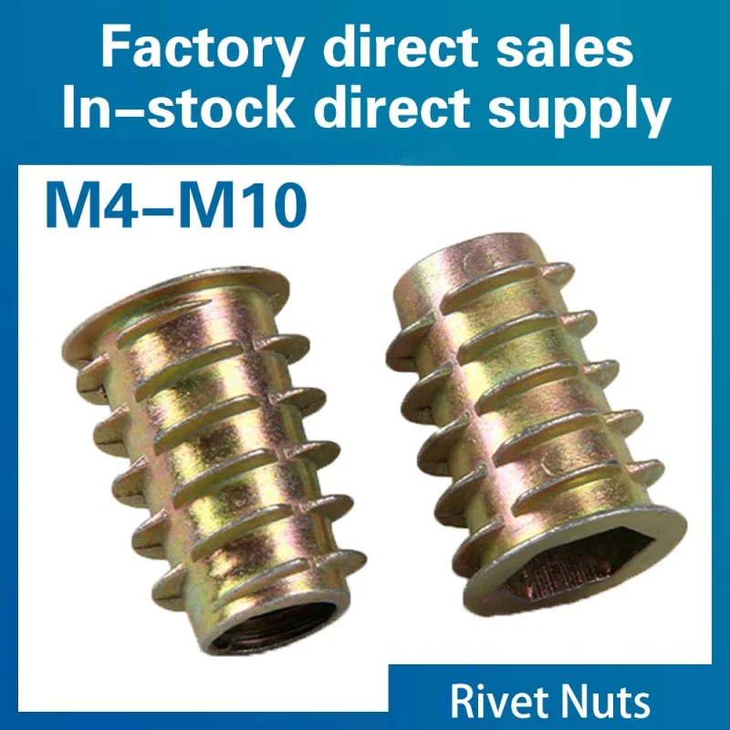50pcs/lot M4 M5 M6 M8 M10 Zinc Alloy Threaded Internal and External Tooth Nuts Flange Type Hexagonal Drive Head Furniture Nuts