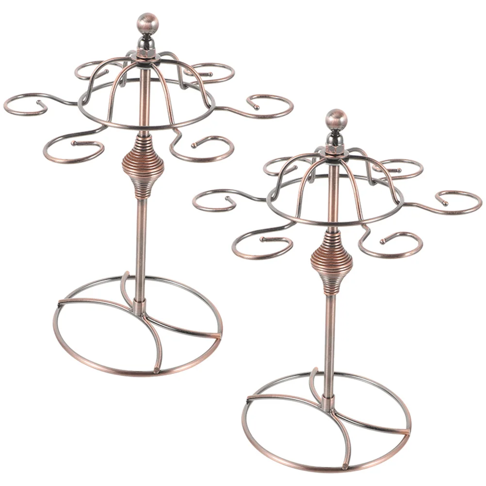 

2Pcs Hat Shaped Glass Rack Iron Wire Upside Down Stemware Holder Cabinet Vintage Cup Drain Rack Storage Display