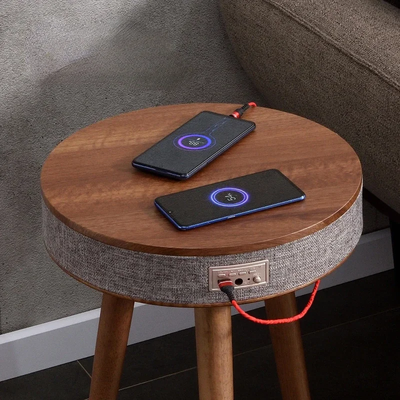 Creative Smart Coffee Table with HIFI Bluetooth Speaker Wireless Charging Nordic Style Living Room Side Table with Stereo Audio