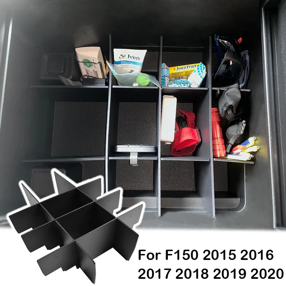 

Center Console Organizer Dividers for Ford F150 2015-2018 2019 2020 Interior Accessories, Insert Tray Armrest Storage Box