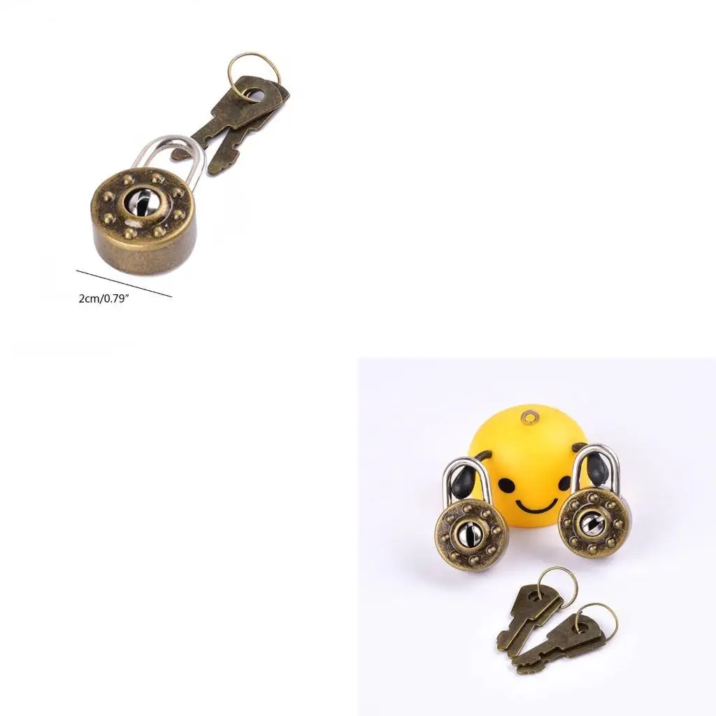 قفل دائري صغير عتيق مع قفل معدني صغير للمفتاح لقفل الرغبات للجوهرة