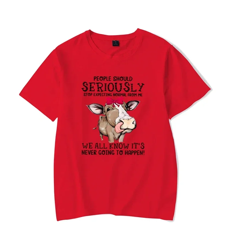 Men\'s T-shirt Cow People Should Seriously Stop Expecting Normal From Me Funny T Shirt Graphic Shirts Oversized Men Women Tshirt