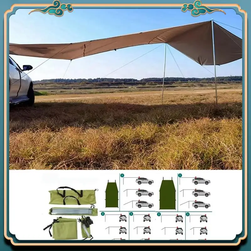 

Latest Portable Car Shelter Shade Camping Side Car Roof Top Tent Anti-UV Sunshade Waterproof Awning Parasol Rain Canopy